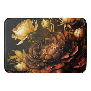 Amazing Arrangement Rust Accent Vintage Flowers Bath Mat