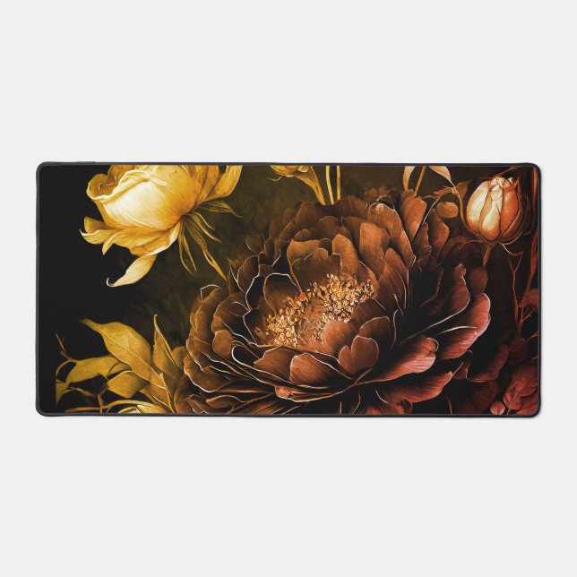 Amazing Arrangement Rust Accent Vintage Flowers Desk Mat (Front)
