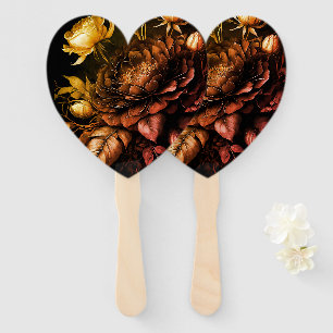 Amazing Arrangement Rust Accent Vintage Flowers Hand Fan