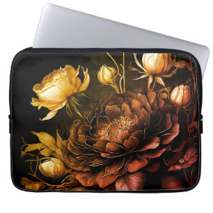 Amazing Arrangement Rust Accent Vintage Flowers Laptop Sleeve