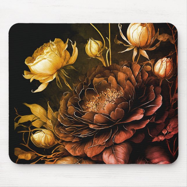 Amazing Arrangement Rust Accent Vintage Flowers Mouse Pad (Front)