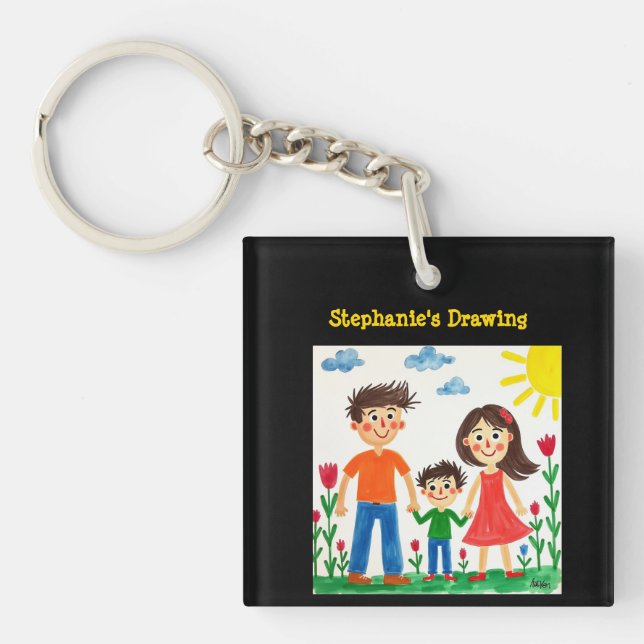 Amazing Artwork child to this black  Key Ring (Front)