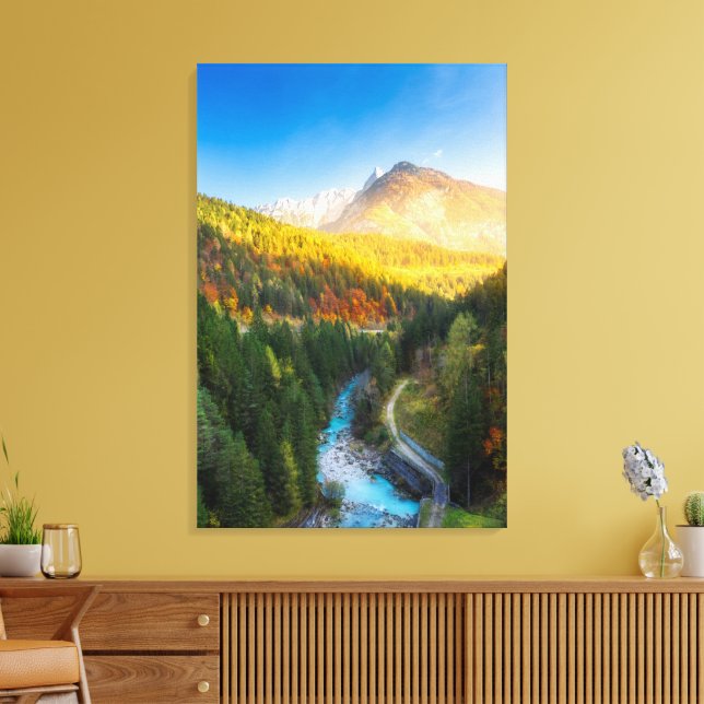 Amazing autumn scenery at Auronzo di Cadore, Italy Canvas Print (Insitu(LivingRoom))