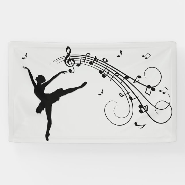 Amazing Ballerina Dancing with Music Banner (Horizontal)