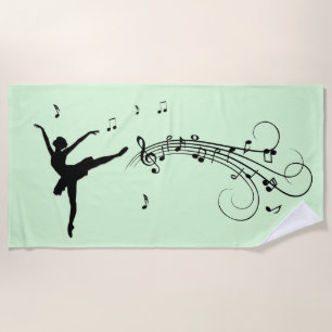 Amazing Ballerina Dancing with Music Beach Towel