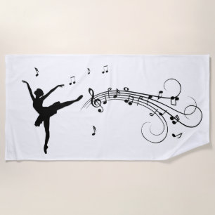 Amazing Ballerina Dancing with Music Beach Towel