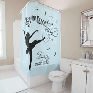 Amazing Ballerina Dancing with Music Blue Shower Curtain