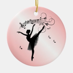 Amazing Ballerina Dancing with Music Pink Ceramic Tree Decoration