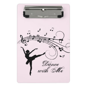 Amazing Ballerina Dancing with Music Pink Mini Clipboard