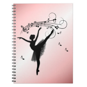Amazing Ballerina Dancing with Music Pink Notebook
