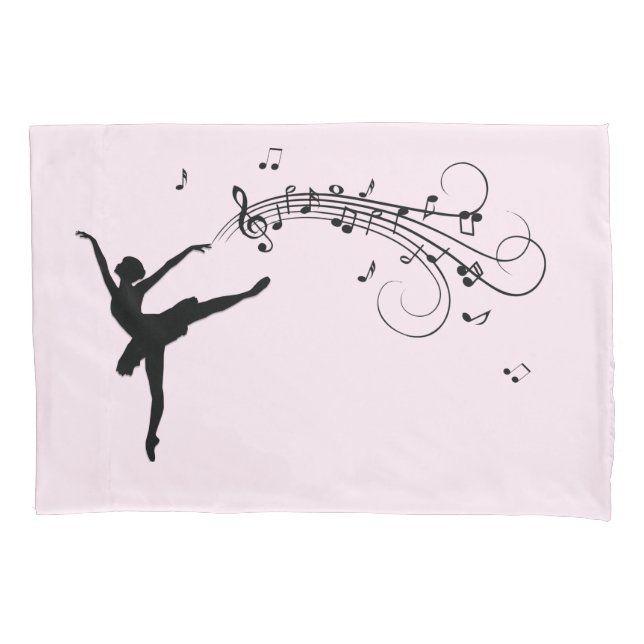 Amazing Ballerina Dancing with Music Pink Pillowcase (Front)