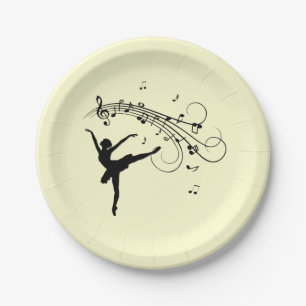 Amazing Ballerina Dancing with Music Yellow Paper Plate