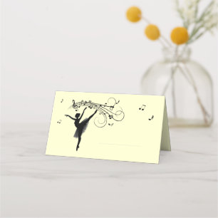 Amazing Ballerina Dancing with Music Yellow Place Card