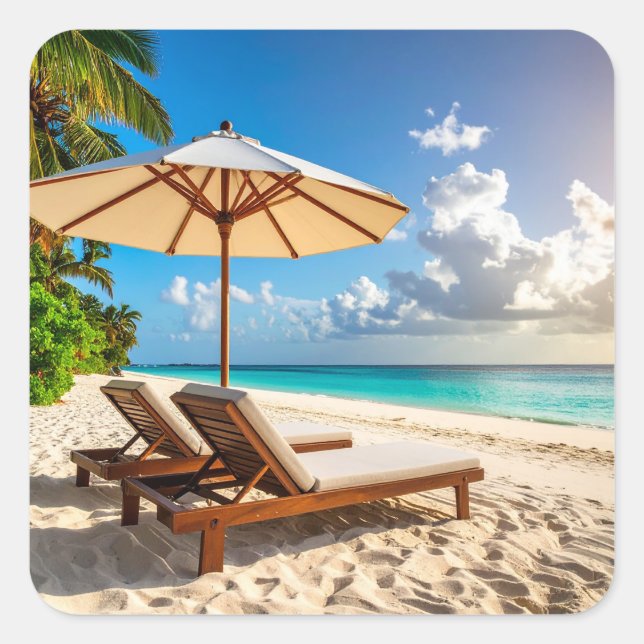 Amazing beach square sticker (Front)