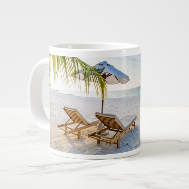 Amazing Beach Sunset Large Coffee Mug (Front Left)