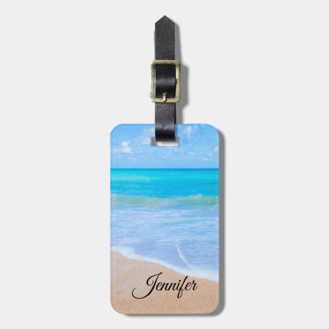 Amazing Beach Tropical Scene Photo Luggage Tag (Front Vertical)