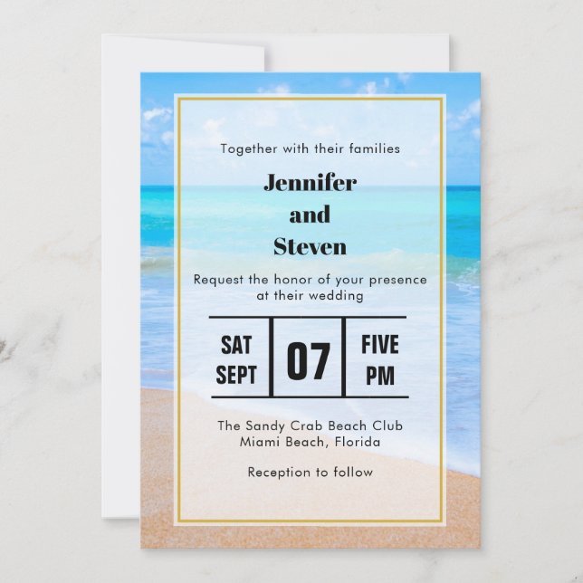 Amazing Beach Tropical Scene Photo Wedding Invitation (Front)