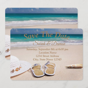 Amazing Beach Wedding, Seashells Save The Date