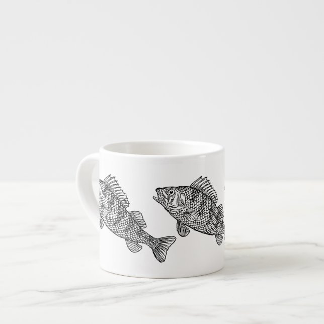 Amazing Black and White Fish Mug (Front Left)