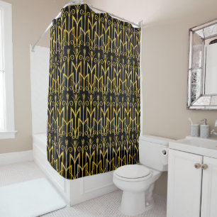 Amazing Black-Gold Art Deco Design Shower Curtain