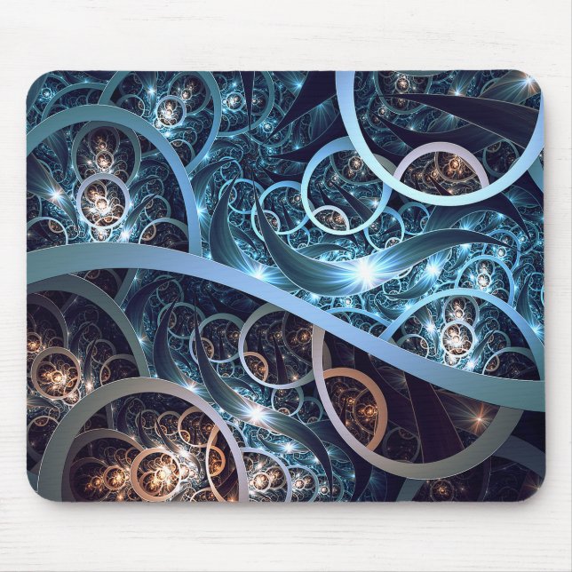 Amazing Blue Fractal Art Mouse Pad (Front)