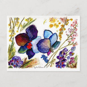 Amazing Blue orchid  and Leaves Postcard