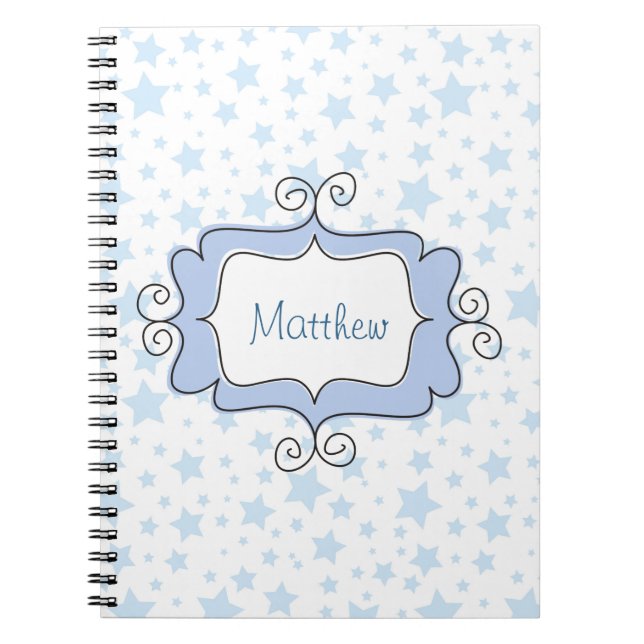 Amazing Blue Stars Spiral Notebook (Front)