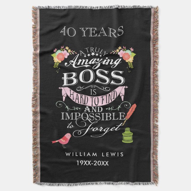 Amazing Boss Floral Throw Blanket (Front Vertical)