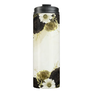 Amazing brown ivory gold flowers thermal tumbler