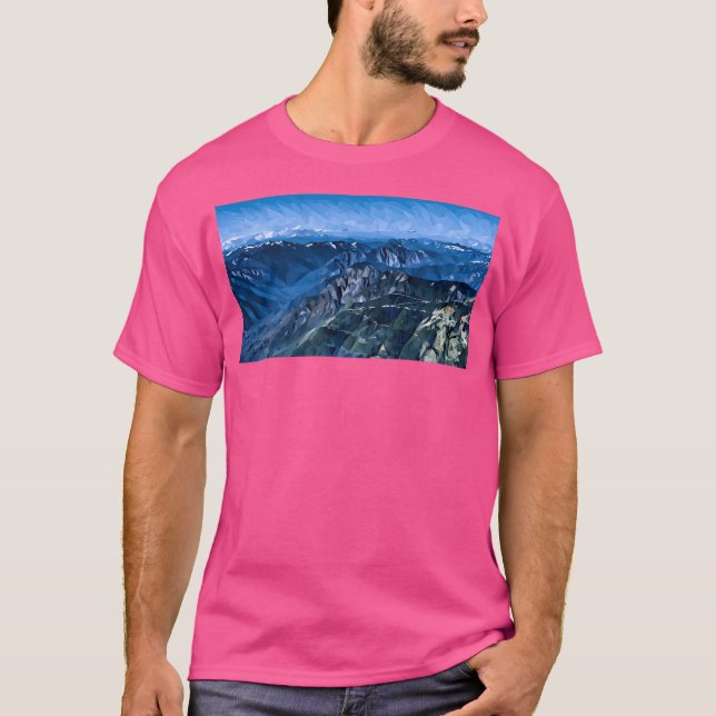 Amazing Cascade Mountain View (Poly Art) Long T-Shirt (Front)