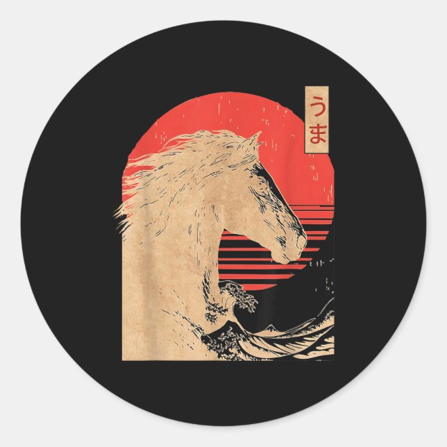 Amazing Chinese Year Of The Horse Japanese New Yea Classic Round Sticker (Front)