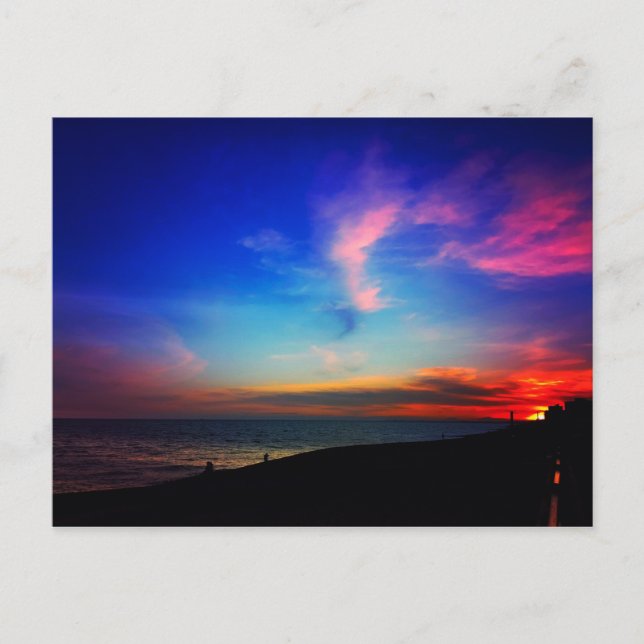 Amazing Colorful Sunset in Brighton, UK Postcard (Front)