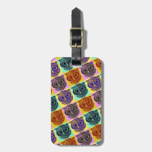 amazing colour owl pattern luggage tag