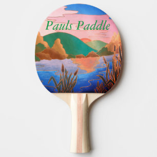 amazing colourful contempory abstract landscape ping pong paddle