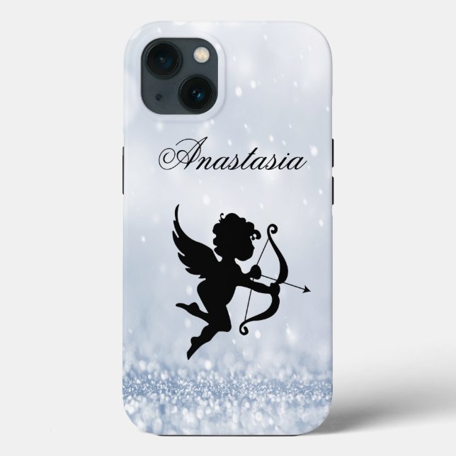 Amazing, Cool, Baby Blue Sparkly Cupid Case-Mate iPhone Case (Back)