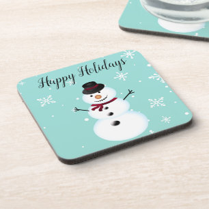 Amazing, Cool, Blue Christmas Snowman  Coaster