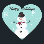 Amazing, Cool, Blue Christmas Snowman Heart Sticker<br><div class="desc">Perfect,  sweet,  blue christmas snowman</div>