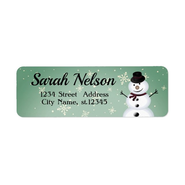 Amazing, Cool, Blue Christmas Snowman Label (Front)
