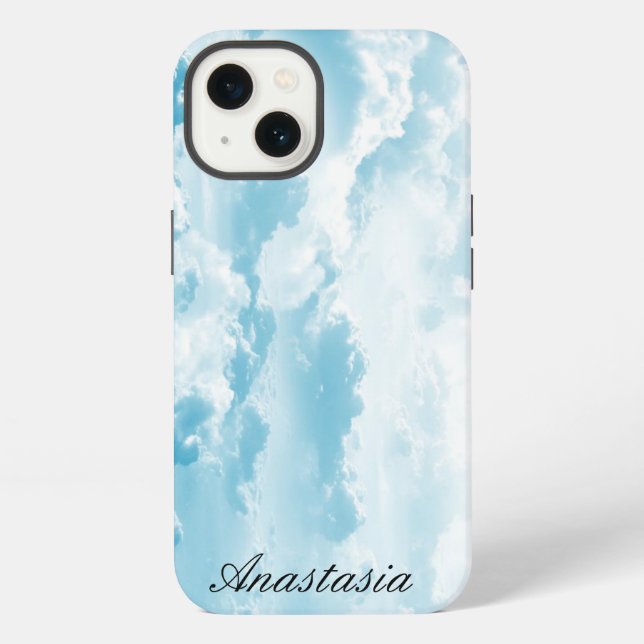 Amazing, Cool, Blue Cloud whit your name iPhone Case (Back)
