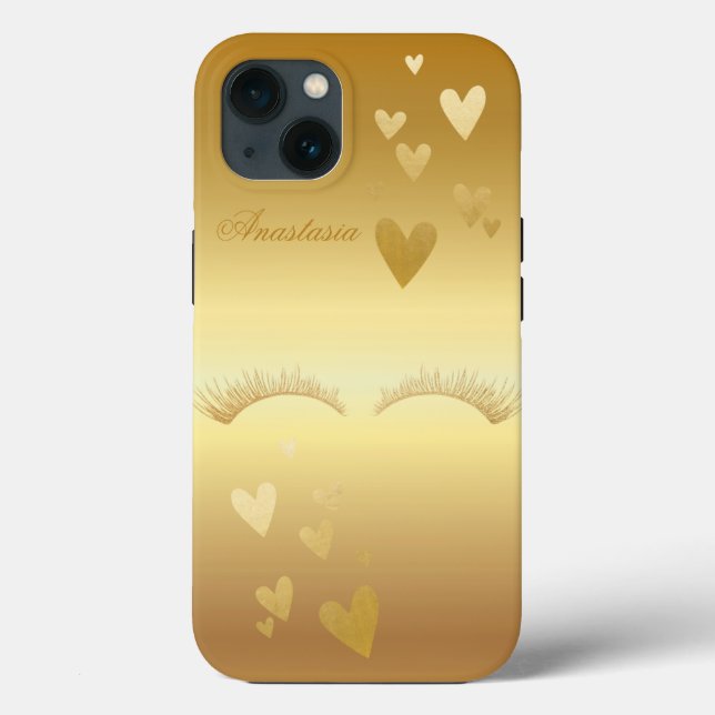 Amazing, Cool, Gold Faux Lashes and Heart Case-Mate iPhone Case (Back)