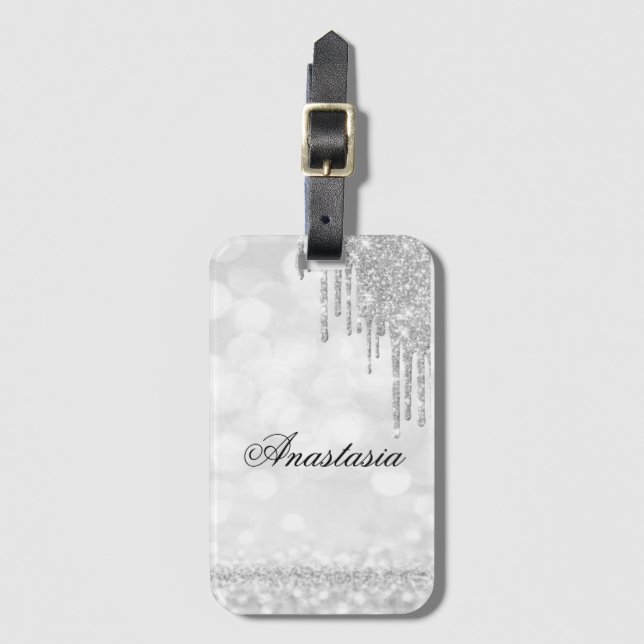 Amazing, Cool, Silver Sparkly   Luggage Tag (Front Vertical)