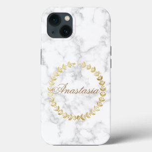 Amazing, Cool, White Marble whit your name Case-M iPhone 13 Case