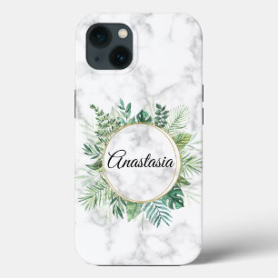 Amazing, Cool, White Marble whit your name iPhone 13 Case