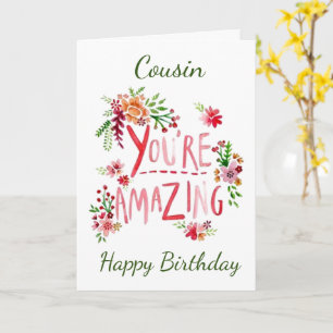 AMAZING **COUSIN** ON YOUR BIRTHDAY CARD