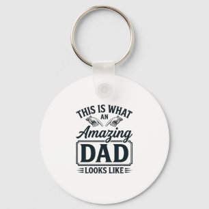 Amazing Dad Vintage Engraving Typography Design_1 Key Ring