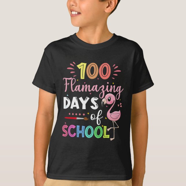 Amazing Days Of School Cute Flamingo Student Teach T-Shirt (Front)