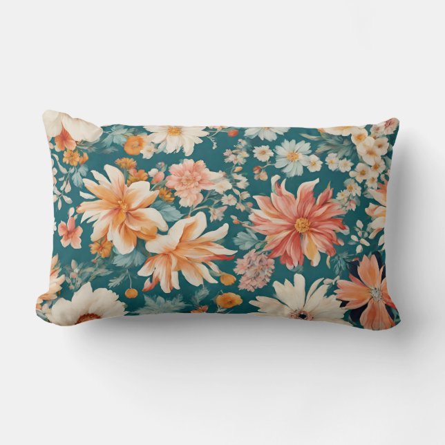 Amazing Delicate Flowers Lumbar Cushion (Front)