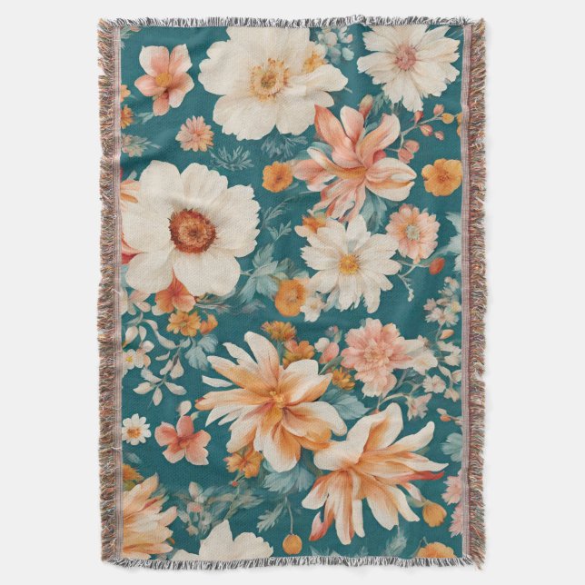 Amazing Delicate Flowers Throw Blanket (Front Vertical)
