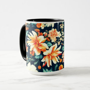 Amazing Delicate White and Lush Red Orange Flowers Mug