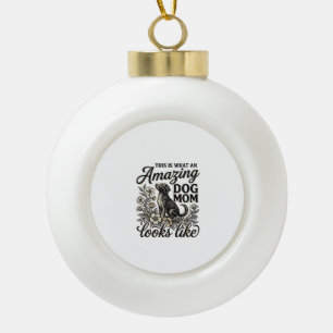Amazing Dog Mum Vintage Floral Dog Lover Design_1 Ceramic Ball Christmas Ornament